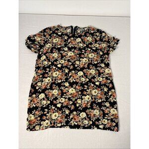 Alice & You Black Floral Blouse Pocket Top Size 18 Zip up Back Short Sleeve